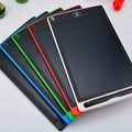 Colorful electronic tablets on a white surface with decorative items.